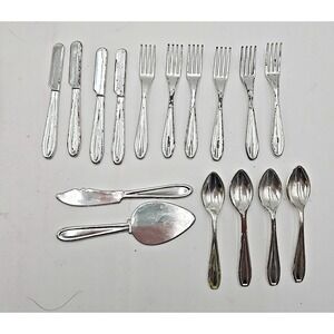 Vtg Children's Play Silverware Utensils Feels Plastic Or Aluminum Irwin USA Made